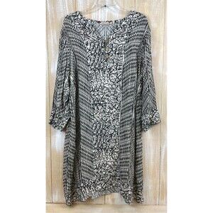 Soft Surroundings Womens Size 1X Black & White Geometric Print Shift Dress